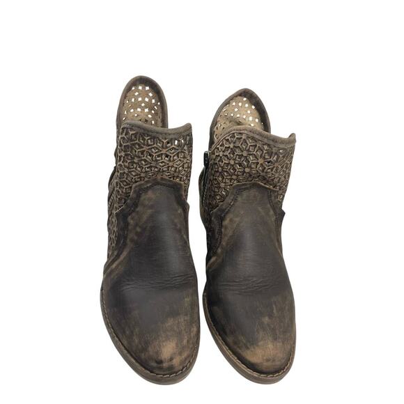 CIRCLE G BOOTS SHORT WESTERN CUTOUT SHORTIE DISTRESSED DOUBLE ZIPPERS SZ 8 Q5019 - Picture 15 of 16